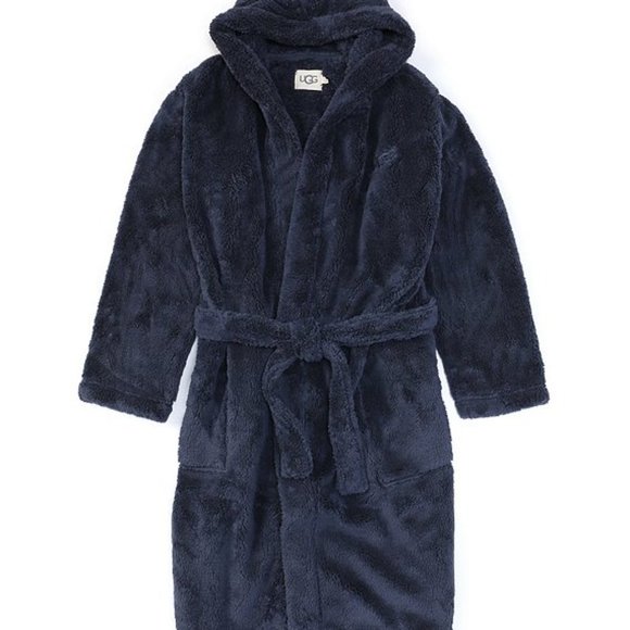 NWT UGG MEN'S PLUSH BECKETT HOODED BATH ROBE NAVY‎ BLUE XL/XXL - Picture 1 of 6